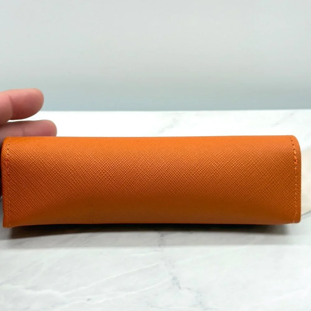 Tori Burch Orange Semi Hard Small Magnetic Flip Top Sunglasses Case